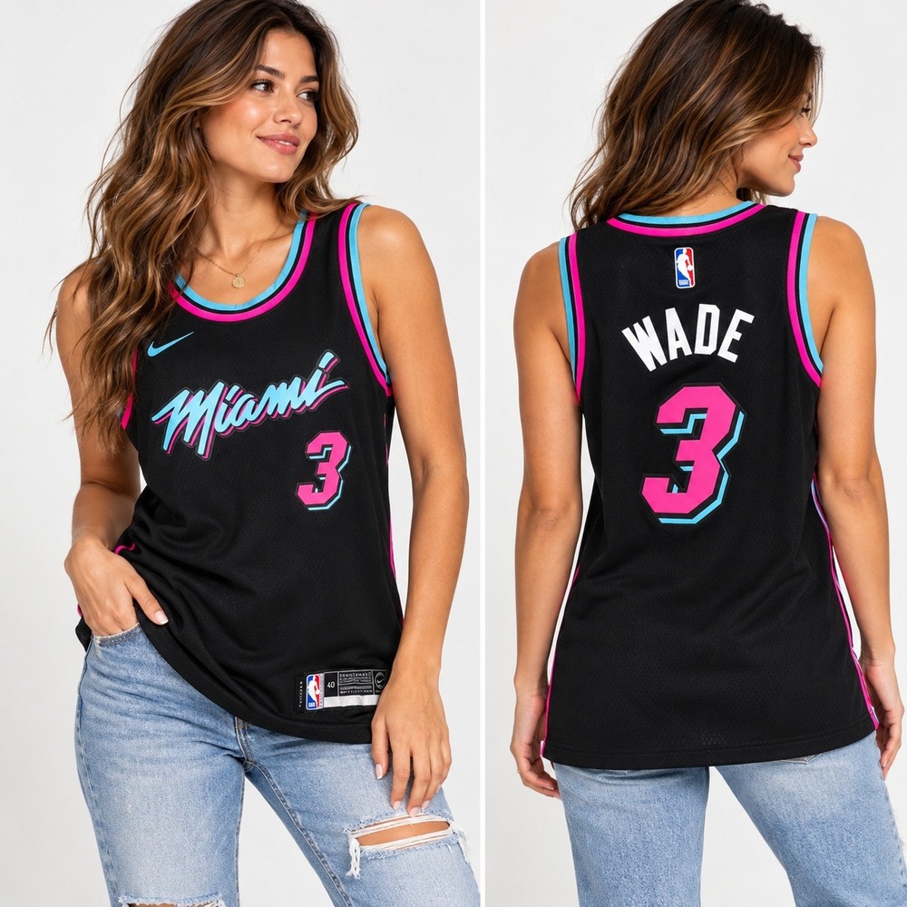 Dwyane Wade Miami Heat #3 Nike Vice City Edition Swingman Jersey 40 Small Black